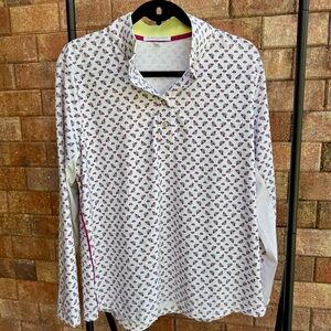 Fairway & Greene White Bee Print Golf Shirt